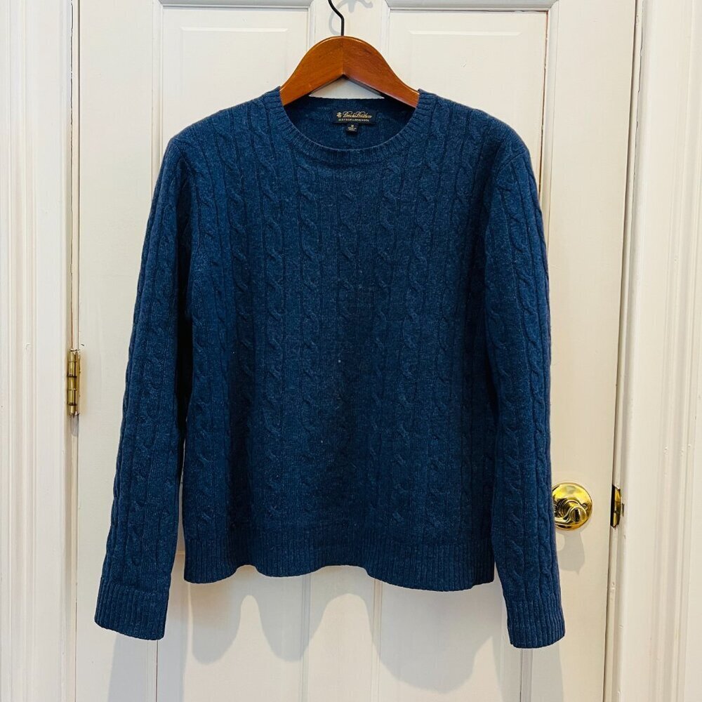 Vintage Brooks Brothers Scottish Lambswool Cable Knit Sweater Size Medium - Picture 12 of 16